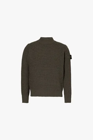 Stone Island Brand-badge Cable-knit Wool Jumper