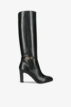 Tom Ford Chain-embellished Heeled Leather Knee-high Boots