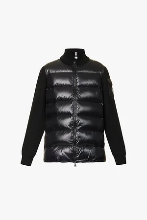 Moncler Funnel-neck Ribbed Shell-down Wool Knitted Cardigan