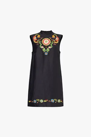 ALÉMAIS Sleeveless Floral-embroidered Linen-blend Mini Dress