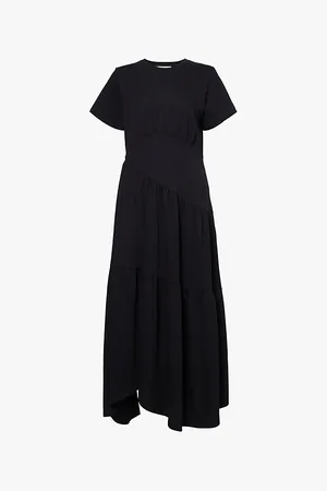 Frame Short-sleeved Tiered-skirt Organic-cotton Jersey Dress