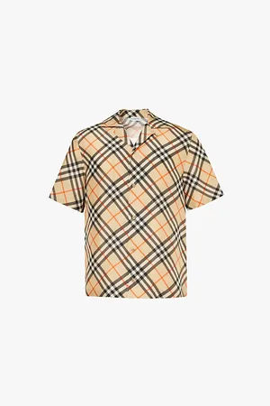 Burberry Check-print Short-sleeve Silk Shirt