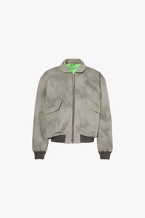 Acne Studios Faded-wash Brand-embroidered Cotton Bomber Jacket
