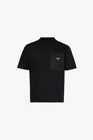 Prada Re-nylon Logo-plaque Cotton and Recycled-polyamide T-shirt