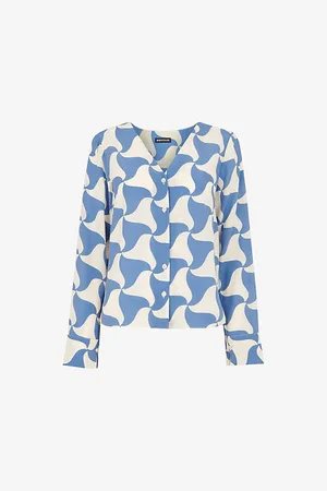 Whistles Spun Triangle-print V-neck Woven Blouse