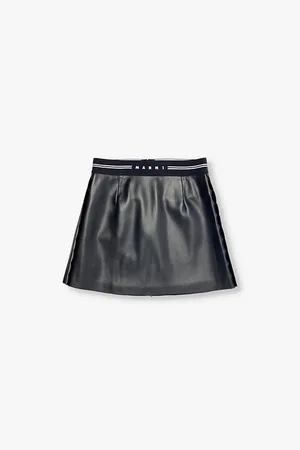 Marni Logo-waistband Scalloped Faux-leather Mini Skirt 8-14 Years
