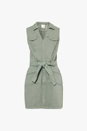 Paige Kelsee Sleeveless Regular-fit Stretch-denim Midi Dress