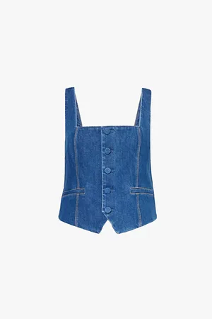 Paige Irene Shoulder-straps Stretch-denim Top