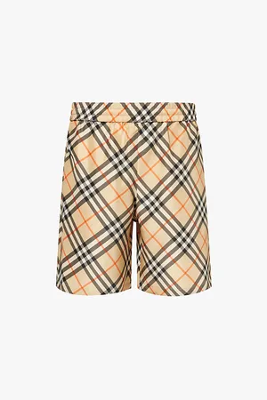 Burberry Check-print Drawstring-waist Silk Shorts
