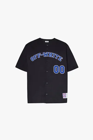 OFF-WHITE Brand-patch Short-sleeves Relaxed-fit Cotton-poplin Shirt