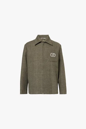 VALENTINO Caban Brand-embroidery Regular-fit Wool and Cotton Jacket