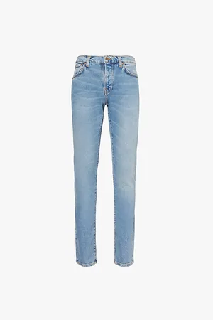 Nudie Jeans Grim Brand-patch Straight-leg Slim-fit Stretch-denim Jeans