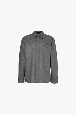 Bottega Veneta Brushed-texture Long-sleeve Wool Shirt