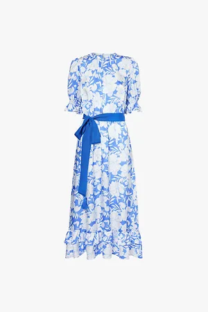 ASPIGA Melanie Floral-print Satin Midi Dress