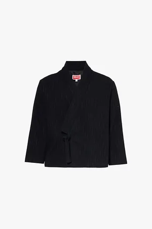 Kenzo Wrap-front Striped-print Regular-fit Cotton-blend Jacket