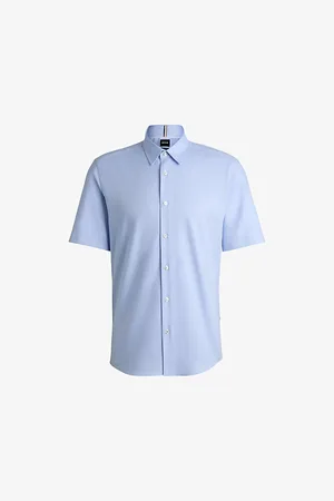 HUGO BOSS Regular-fit Short-sleeve Textured Cotton Shirt