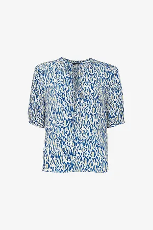 Whistles Jessie Leopard-print Short-sleeve Woven Blouse