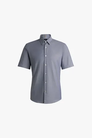 HUGO BOSS Regular-fit Short-sleeve Textured Cotton Shirt