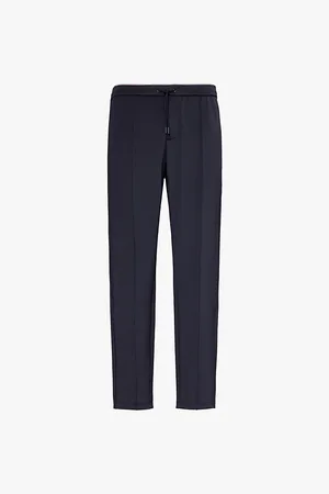 Tommy Hilfiger Elasticated-waistband Stitched-crease Tapered-leg Mid-rise Stretch-woven Trousers