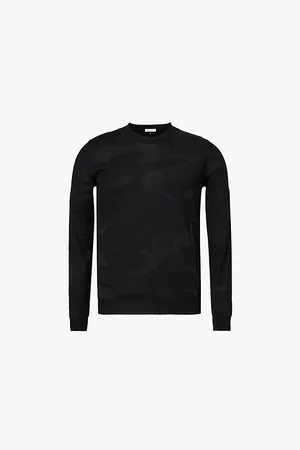 VALENTINO Camouflage-intarsia Crew-neck Regular-fit Knitted Jumper