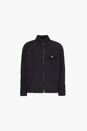 Kenzo Striped-print Button-down-collar Relaxed-fit Wool Jacket