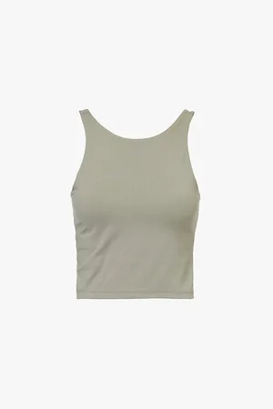 Adanola Scoop Neckline Cropped Stretch-recycled Polyamide Top