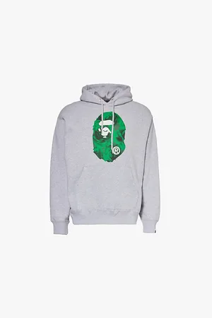 A Bathing Ape Flower-print Kangaroo-pocket Relaxed-fit Cotton-blend Hoody