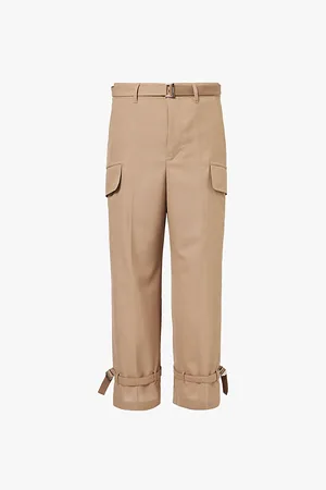 SACAI Detachable Belt Adjustable Hem Wide Leg Relaxed Fit Woven Trousers