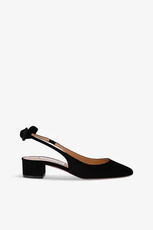 Aquazzura Very Bow Slingback-strap Suede Pumps