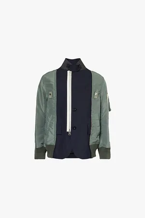 SACAI Notched Lapels Contrast Panels Regular Fit Woven Jacket