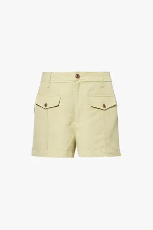 Paige Brittane Two-buttoned-pockets High-rise Linen-blend Shorts