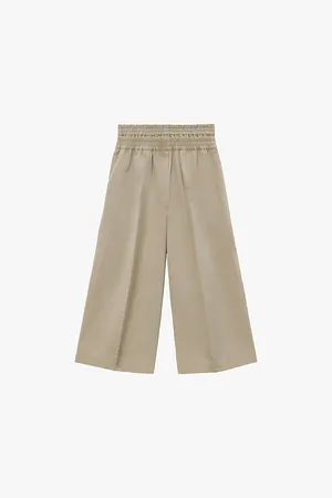 Loewe Elasticated Wide-leg High-rise Cropped Cotton-blend Trousers