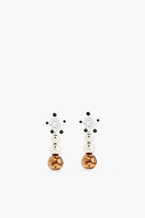 Panconesi Ascolto Chandeliers Rhodium-plated Brass, Zirconia and Agate Earrings