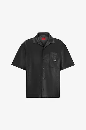HUGO BOSS Oversized Perforated-texture Faux-leather Shirt