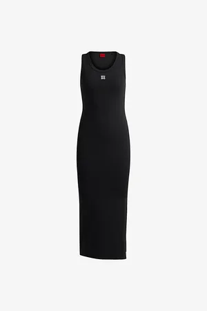 HUGO BOSS Brand-embroidered Sleeveless Stretch-jersey Midi Dress