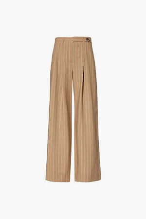 ME AND EM Pinstripe Wide-leg Wool-blend Trousers