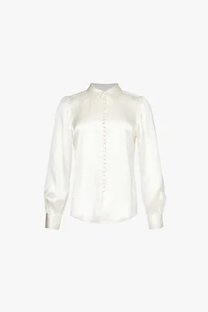 Frame Spread-collar Long-sleeves Silk Shirt