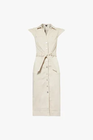 Paige Jaxsyn Cap-sleeves Regular-fit Stretch-cotton Blend Midi Dress