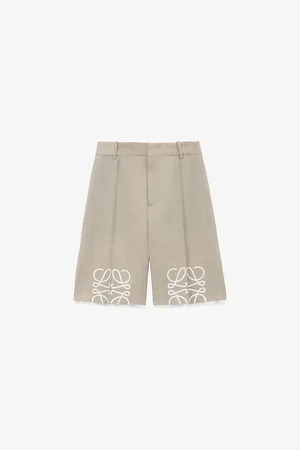 Loewe Anagram Logo-print Wide-leg Wool Shorts