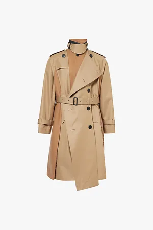 SACAI Long Sleeves Panelled Regular Fit Cotton-blend Coat