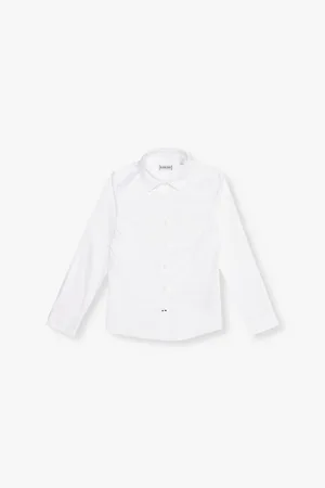Burberry Logo-embroidered Long-sleeve Cotton-blend Poplin Shirt 4-12 Years