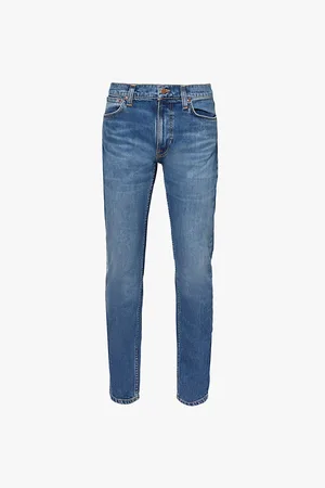 Nudie Jeans Lean Brand-patch Straight-leg Slim-fit Stretch-denim Jeans