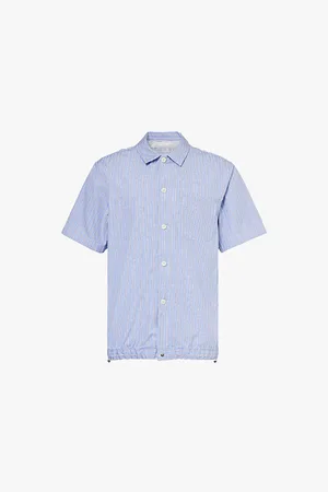 SACAI Short Sleeves Stripe Pattern Regular Fit Cotton Shirt