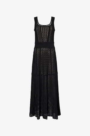 ME AND EM Scoop-neck Pointelle-knit Maxi Dress