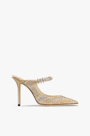 Jimmy Choo Bing 100 Crystal-embellished Satin Heeled Mules