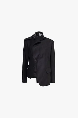 SACAI Notched Lapels Asymmetric Hem Wool Jacket