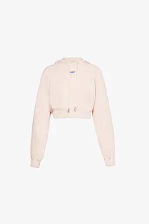 OFF-WHITE Brand Embroidery Boxy-fit Cotton-jersey Hoody