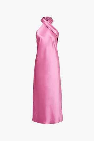 GALVAN Pandora Halterneck Woven-blend Maxi Dress