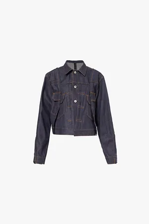 SACAI Collar Panelled Denim Jacket