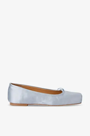 Aeyde Gabriella Bow-embellished Satin Ballet Flats